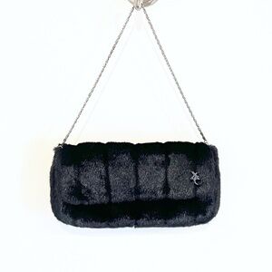 XOXO faux fur vintage 90’s small black handbag purse clutch